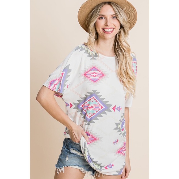 Knotted Back Aztec Print Top - Picture 3 of 6